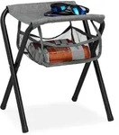 Relaxdays Campinghocker, Grau, Metall, Textil, 35x40x30 cm, Gartenm&ouml;bel,