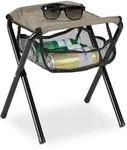 Relaxdays Klapphocker, Beige, Metall, Textil, 29x39x35 cm, Gartenm&ouml;bel,