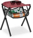 Relaxdays Klapphocker, Rot, Metall, Textil, 29x39x35 cm, Gartenm&ouml;bel, Gartenst&uuml;hle,