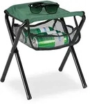 Relaxdays Klapphocker, Gr&uuml;n, Metall, Textil, 29x39x35 cm, Gartenm&ouml;bel,