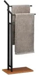 Relaxdays Handtuchst&auml;nder, Schwarz, Metall, Holzwerkstoff, 40x88x20 cm,