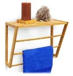 Relaxdays Wandhandtuchhalter, Hellbraun, Holz, 42x30x20 cm, Badaccessoires,