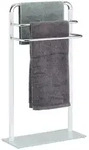 Relaxdays Handtuchhalter, Wei&szlig;, Metall, Glas, 45x80x20 cm, Badaccessoires,