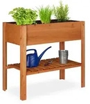 Relaxdays Hochbeet, Dunkelbraun, Holz, 88x80x43.5 cm, Gartenzubeh&ouml;r, Hochbeete