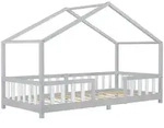 [en.casa] Hausbett, Hellgrau, Wei&szlig;, Holz, Kiefer, 90x200 cm, Kinder- & Jugendzimmer,