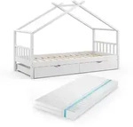 VitaliSpa Hausbett, Wei&szlig;, Holz, 2 Schubladen, Rechteckig, 90x200 cm, Kinder- &