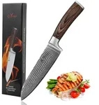 Wakoli Santoku, Braun, Holz, Metall, 30 cm, Kochen, K&uuml;chenmesser, Santokumesser