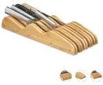 Relaxdays Messerblock, Hellbraun, Holz, 12x5x40 cm, Kochen, K&uuml;chenmesser,