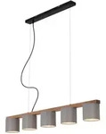 Pendelleuchte Rhon, Grau, Schwarz, Holz, Metall, Kunststoff, 15x13.6x110 cm,...