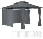 tectake Gartenpavillon, Anthrazit, Kunststoff, Rechteckig, 300x265x400 cm, Sonnen- &