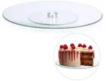 Relaxdays Tortenplatte, Transparent, Glas, Metall, 30x2x30 cm, Tischkultur &