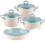 Riess Kochtopfset, Beige, Metall, 7-teilig, 16 cm,20 cm, 2 L,4 L,2 L, rund,