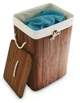 Relaxdays W&auml;schekorb, Braun, Holz, Textil, 43.5x65.5x33.5 cm, Ordnen & Aufbewahren,