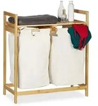 Relaxdays W&auml;schekorb, Mehrfarbig, Holz, Textil, 63.5x73x33 cm, Ordnen & Aufbewahren,