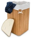 Relaxdays W&auml;schekorb, Hellbraun, Holz, Textil, 49.5x65x37 cm, Ordnen & Aufbewahren,
