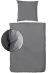 Bettw&auml;sche, Anthrazit, Textil, Uni, 155x220 cm, Oeko-Tex&reg; Standard 100,