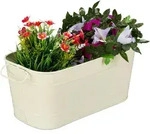 Relaxdays Blumenkasten, Creme, Metall, 38x16x19 cm, Gartenzubeh&ouml;r, Blument&ouml;pfe