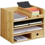 Relaxdays Schreibtisch-Organizer, Hellbraun, Holz, 33x26x24 cm, Arbeitszimmer,