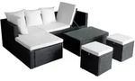 vidaXL Garten-Lounge-Set, Schwarz, Naturmaterialien, 4, F&uuml;llung: Polyester,