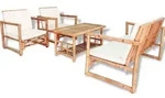 vidaXL Garten-Lounge-Set, Braun, Naturmaterialien, 4, F&uuml;llung: Polyester,