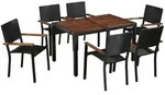 vidaXL 7-Tlg., Braun, Naturmaterialien, rechteckig, Gartenm&ouml;bel,...