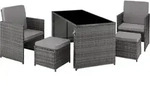 tectake Rattan-Sitzgruppe, Grau, Kunststoff, Rechteckig, Gartenm&ouml;bel,
