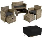 tectake Rattan-Sitzgruppe, Natur, Kunststoff, Rechteckig, Gartenm&ouml;bel,
