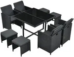 Juskys Gartenm&ouml;belset, Schwarz, Kunststoff, 9, Gartenm&ouml;bel, Gartenm&ouml;bel-Sets
