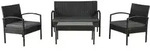 Juskys Sitzgruppe, Schwarz, Kunststoff, 4, Loungem&ouml;bel, Gartenlounge-Sets