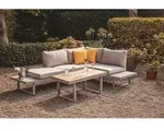 Gardenson Loungegarnitur, Grau, Holz, Metall, Textil, Akazie, 175x70x175 cm, Fsc,
