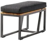 Sieger Loungetisch, Grau, Metall, Textil, Teakholz, rechteckig, Kufe, 32x35x69 cm,
