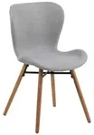 Stuhl, Hellgrau, Holz, Metall, Textil, Eiche, massiv, Uni, rund, 47x82.5x56 cm,