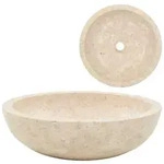 vidaXL Waschbecken, Creme, Stein, 40x12x40 cm, Badezimmer, Waschbecken & Armaturen,