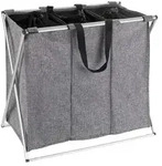 Wenko W&auml;schekorb Trio, Grau, Alu, Metall, Textil, rechteckig, 63x57x38 cm, Ordnen &