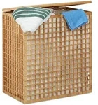 Relaxdays W&auml;schesammler, Hellbraun, Holz, Textil, 56x62x35 cm, Ordnen & Aufbewahren,