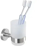 Wenko Zahnputzbecher Bosio, Edelstahl, Transparent, Metall, Glas, 5.5x9.5x10.5 cm,