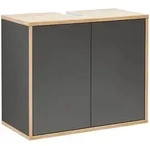 Mid.you Waschbeckenunterschrank, Anthrazit, Eiche, Holzwerkstoff, 60x50x30.5 cm,