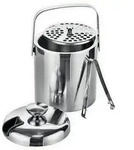Eiseimer, Edelstahl, Metall, 1,3 L, klappbarer Henkel, Abtropfgitter, Essen &