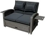 Gardenson Loungesofa, Schwarz, Metall, Kunststoff, Textil, 2-Sitzer, F&uuml;llung: