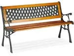 Relaxdays Gartenbank, Braun, Metall, Holz, Kunststoff, 125x73x52 cm, Gartenm&ouml;bel,