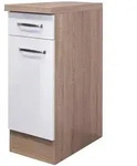 FlexWell K&uuml;chenunterschrank, Sonoma Eiche, Wei&szlig; Hochglanz, Holzwerkstoff, 1