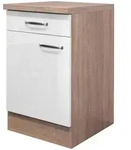 FlexWell K&uuml;chenunterschrank, Sonoma Eiche, Wei&szlig; Hochglanz, Holzwerkstoff, 1