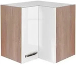 FlexWell Eckoberschrank, Sonoma Eiche, Wei&szlig; Hochglanz, Holzwerkstoff, 1 F&auml;cher,