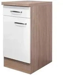 FlexWell K&uuml;chenunterschrank, Sonoma Eiche, Wei&szlig; Hochglanz, Holzwerkstoff, 1