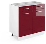 Vicco K&uuml;chenunterschrank, Rot, Wei&szlig;, Holzwerkstoff, 1 F&auml;cher, 2 Schubladen,
