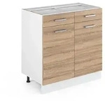 Vicco K&uuml;chenunterschrank, Sonoma Eiche, Wei&szlig;, Holzwerkstoff, 1 F&auml;cher, 2