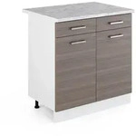 Vicco K&uuml;chenunterschrank, Grau, Wei&szlig;, Holzwerkstoff, 1 F&auml;cher, 2 Schubladen,