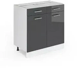 Vicco K&uuml;chenunterschrank, Schwarz Hochglanz, Wei&szlig;, Holzwerkstoff, 1 F&auml;cher, 2