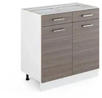 Vicco K&uuml;chenunterschrank, Grau, Wei&szlig;, Holzwerkstoff, 1 F&auml;cher, 2 Schubladen,