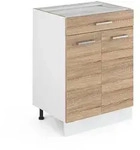 Vicco K&uuml;chenunterschrank, Sonoma Eiche, Wei&szlig;, Holzwerkstoff, 1 F&auml;cher, 1